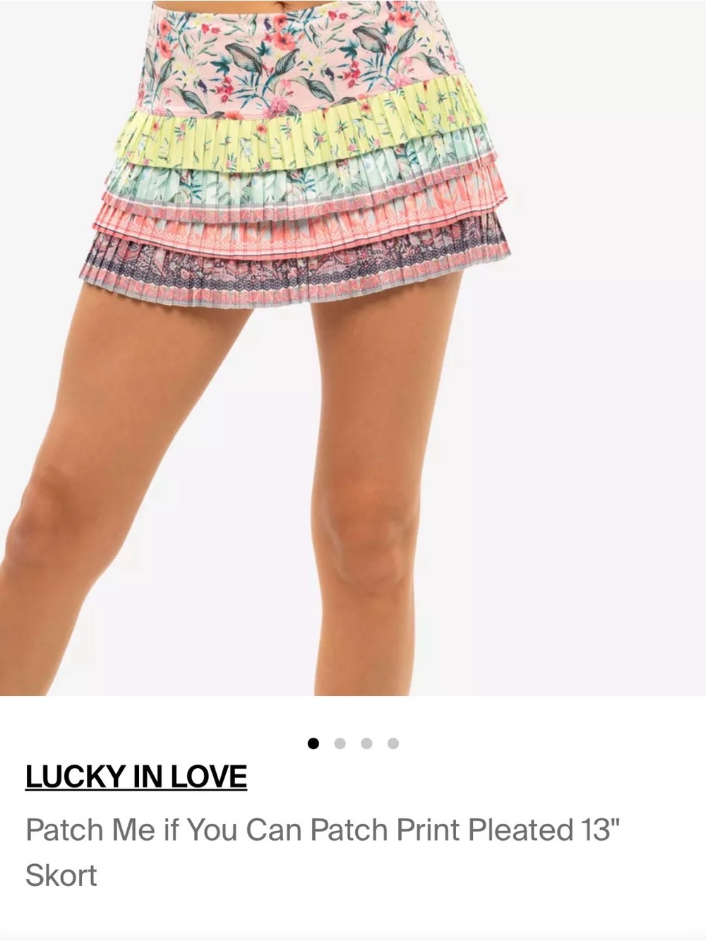 Lucky in Love Patch Me if You Can Patch Print Pleated Skort - Large - Picture 5 of 5